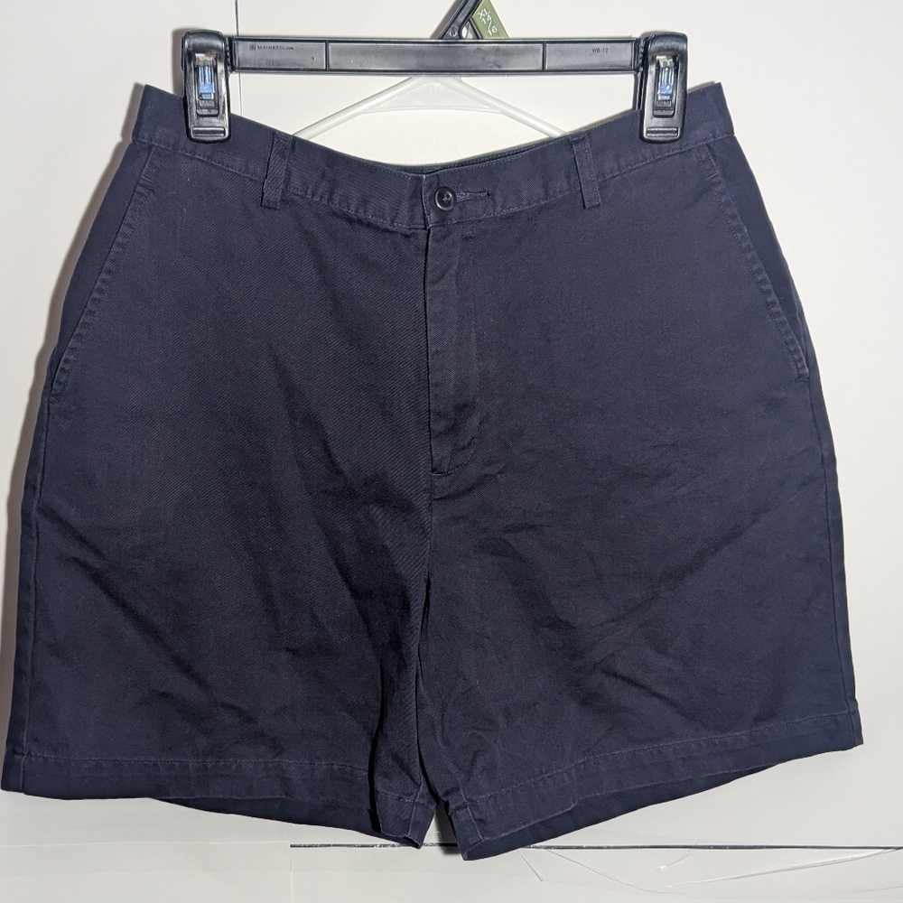 Lands' End Women's Dark Blue Flat Front Shorts Size 10 Petite